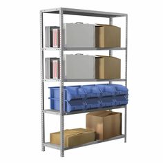 Стеллаж металлический MS Plus-200/50-5, 2000х1000х500 мм, 5 полок, регулируемые опоры, 291 Brabix