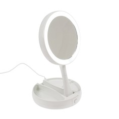 Зеркало Luazon KZ-09, подсветка, настольное, 30x16x16 см, увеличение х 10, USB, белое No Brand