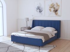 Двуспальная кровать ARMOS без ПМ Jenny Велюр Vip 10 синий 160х200