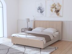 Двуспальная кровать ARMOS без ПМ Jenny Велюр Vip 1 белый 160х200