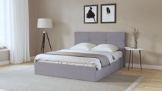 Двуспальная кровать ARMOS с ПМ Thea ECO Велюр Vip 2 серый 160х200
