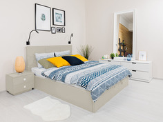 Двуспальная кровать ARMOS без ПМ Thea Eko Экокожа Nitro Ivory песочный 140х200
