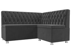 Диван кухонный Лига Диванов Мирта правый угол 151x125x90, велюр, серый