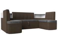 Диван кухонный Лига Диванов П-образный диван Тефида 250x147x86, рогожка, серый