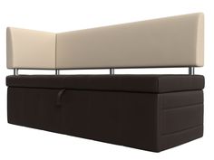 Диван кухонный Лига Диванов Стоун с углом левый 182x65x87, иск кожа, бежевый/коричневый
