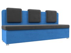 Диван кухонный Лига Диванов Маккон 3-х местный 185x54x89, велюр, серый/голубой