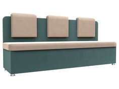 Диван кухонный Лига Диванов Маккон 3-х местный 185x54x89, велюр, бежевый/бирюзовый