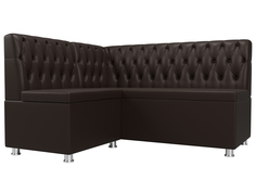 Диван кухонный Лига Диванов Мирта левый угол 151x125x90, искусственная кожа, коричневый