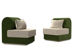 Набор Кипр-1 (2 кресла) микровельвет бежевый/зеленый Лига Диванов