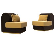 Набор Кипр-1 (2 кресла) микровельвет желтый/коричневый Лига Диванов