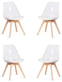 Комплект стульев для кухни TetChair TULIP, 4шт. дерево, пластик, экокожа, прозрачный