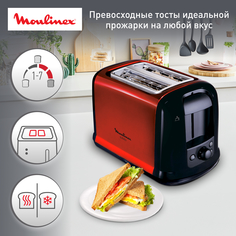 Тостер Moulinex Subito 3 LT260D30, красный/черный