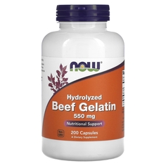 Говяжий желатин NOW Hydrolyzed Beef Gelatin, 550 мг 200 капсул