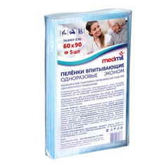 Пеленки Medmil впитывающие одноразовые Эконом 60х90 5 шт.