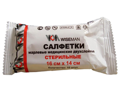 Салфетка 2-х слойная №10,16х14см, плотность 28г Wiseman, 15шт No Brand