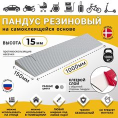 Пандус РЕТАЙЛ Рубеж для порогов высотой 1,5 см, 15х1000х150 мм, самоклеящаяся основа