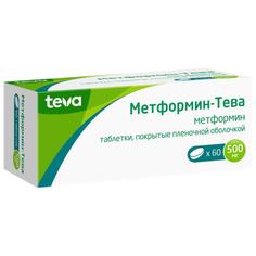 Метформин-тева таблетки покрытые пленочной оболочкой 500мг №60 Teva