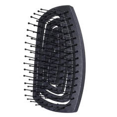 Расческа массажная для волос, 11х6 см дорожная, растительное волокно, пластик, черная Zipo Kuchenland