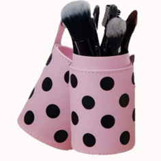 Набор кисточек для макияжа лица в Premium розовом кожаном тубусе 12 шт в наборе No Brand
