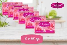 Туалетное мыло CAMAY ROMANTIQUE твердое аромат Французской розы, набор 6 шт, 85 г