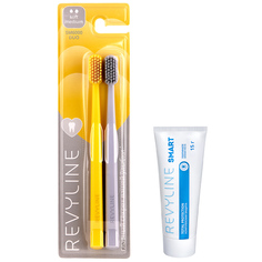 Набор зубных щеток Revyline SM6000 DUO Yellow и Grey, Зубная паста Revyline Smart, 15 г