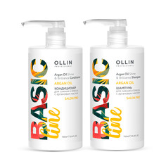 Набор для сияния и блеска Ollin Professional Basic Line с аргановым маслом 750мл 2 шт