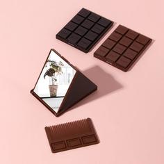 Зеркало складное «Шоколадное чудо», с расчёской, 8,5x6 см, цвет МИКС No Brand