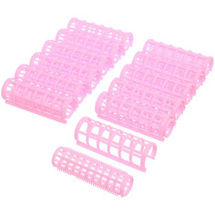 Бигуди UltraMarine пластмассовые с зажимом розовые 12 шт