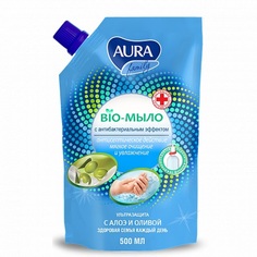 Жидкое мыло Aura Bio для всей семьи с антибактериальным эффектом, олива и сок алоэ 500 мл