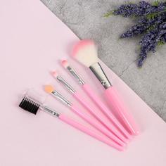 Набор кистей для макияжа «Нежность», 5 предметов, PVC - чехол, цвет розовый Queen Fair