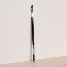 Кисть для макияжа, двусторонняя, с щёточкой, 18 см, цвет чёрный Queen Fair