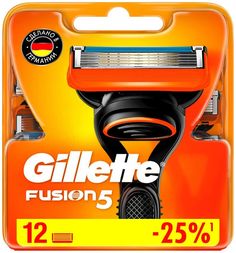 Gillette Сменные Кассеты Fusion5 Для Мужской Бритвы, 12 шт
