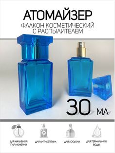 Атомайзер для духов Французский Дворик стеклянный синий 30 мл