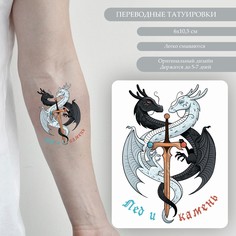Татуировка Арт Узор Драконы Лёд и камень 9317587 на тело цветная
