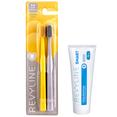 Набор зубных щеток Revyline SM6000 DUO Yellow и Grey, Зубная паста Revyline Smart, 75 г