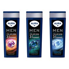 Гель для душа Aura Men Экстрасвежесть 3 в 1 380 мл