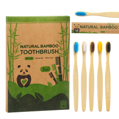 Зубная щетка Bio Eco бамбуковая мягкая, микс цветов, 5 шт