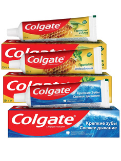 Набор Зубных паст Colgate Прополис и Алоэ, Прополис Отбеливающая, Крепкие зубы по 100 мл