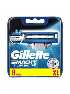 Gillette Mach3 Turbo Сменные кассеты для бритвы, 8 шт