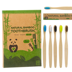 Зубная щетка Bio Eco бамбуковая жесткая, микс цветов, 5 шт