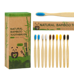 Зубная щетка Bio Eco бамбуковая мягкая, микс цветов, 10 шт