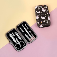 Набор маникюрный «Тренд», 6 предметов, в футляре, цвет чёрный Queen Fair