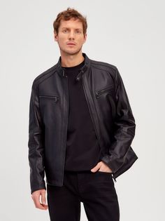 Кожаная куртка мужская Grizman 42697 черная 50-52 RU