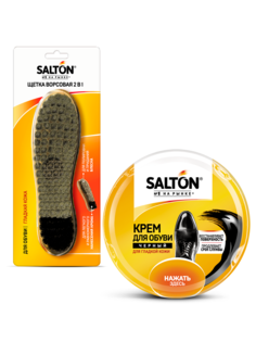 Набор для ухода за обувью Salton щетка ворсовая и крем для обуви из гладкой кожи в банке