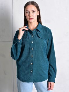 Рубашка женская Braslava 4327 зеленая 44 RU