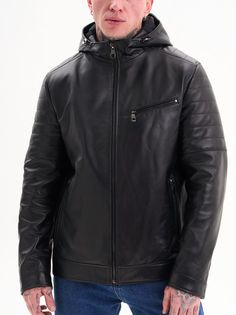 Кожаная куртка мужская Grizman 43264 черная 54 RU