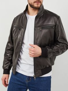 Кожаная куртка мужская Grizman 43229 черная 54 RU