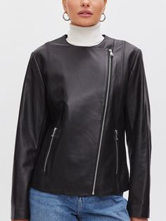 Кожаная куртка женская LAWINTER 23804 черная 48 RU