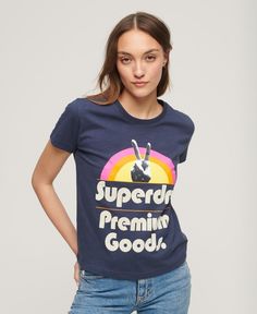 Футболка женская Superdry W1011252A синяя 8 UK