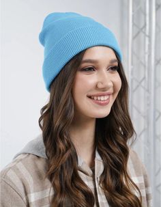Шапка бини женская Buy me 87654 голубая, р.50-56